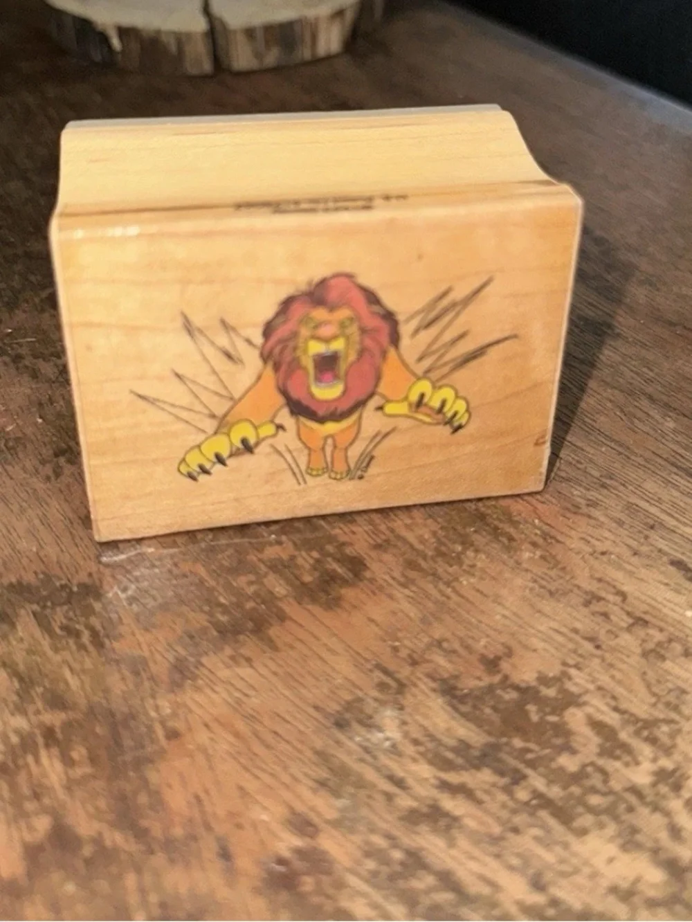 Vintage Wooden Disney’s The Lion King Talking Sound RubberStamp Block - Untested
